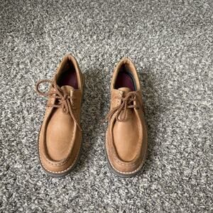 VTG Rockport Women Leather Oxford Moc Casual Shoes 8 M Camel Brown Leather Up